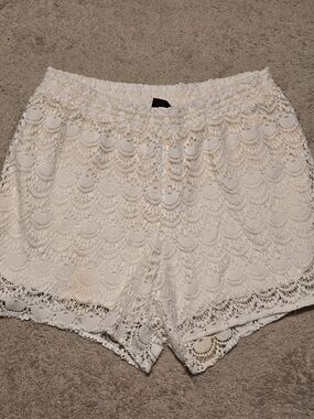 Lane Bryant White Crochet Lace Shorts